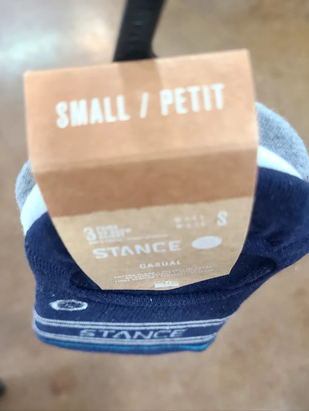 Stance Casual Men's No-Show Socks, 3 Pack White, Navy & Gray Small Size
